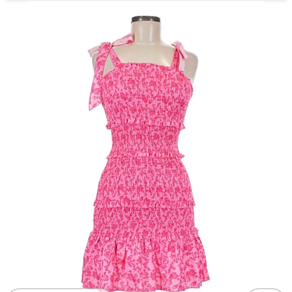 Pink Floral Smocked Dress